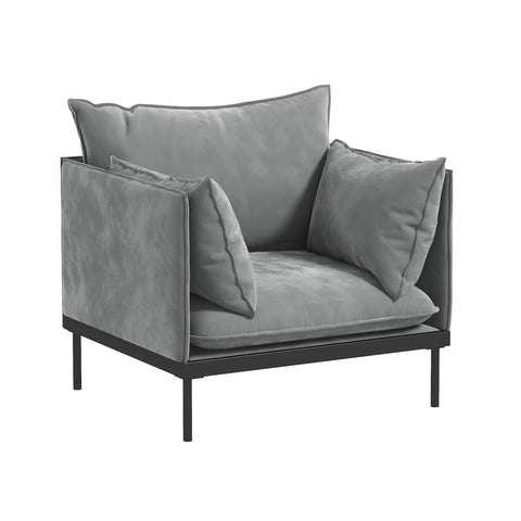 Darrahopens Furniture > Living Room Casa Decor Camilla Luxury Upholstered 1 Seater Sofa Armchair Light Grey