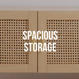 darrahopens Furniture > Living Room Casa Decor Santiago Rattan Entertainment Unit TV Stand Cabinet Storage Oak