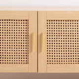 darrahopens Furniture > Living Room Casa Decor Santiago Rattan Entertainment Unit TV Stand Cabinet Storage Oak
