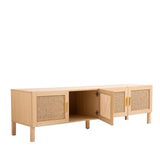 darrahopens Furniture > Living Room Casa Decor Santiago Rattan Entertainment Unit TV Stand Cabinet Storage Oak
