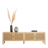 darrahopens Furniture > Living Room Casa Decor Santiago Rattan Entertainment Unit TV Stand Cabinet Storage Oak