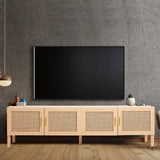 darrahopens Furniture > Living Room Casa Decor Santiago Rattan Entertainment Unit TV Stand Cabinet Storage Oak