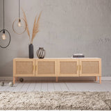 darrahopens Furniture > Living Room Casa Decor Santiago Rattan Entertainment Unit TV Stand Cabinet Storage Oak