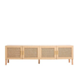 darrahopens Furniture > Living Room Casa Decor Santiago Rattan Entertainment Unit TV Stand Cabinet Storage Oak