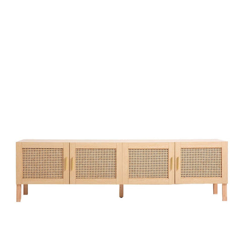 darrahopens Furniture > Living Room Casa Decor Santiago Rattan Entertainment Unit TV Stand Cabinet Storage Oak