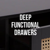 darrahopens Furniture > Living Room Casa Decor Tulum Rattan Coffee Table Storage Drawer Furniture Wooden Black