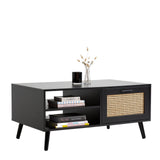 darrahopens Furniture > Living Room Casa Decor Tulum Rattan Coffee Table Storage Drawer Furniture Wooden Black