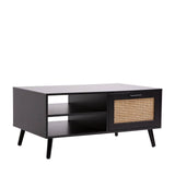 darrahopens Furniture > Living Room Casa Decor Tulum Rattan Coffee Table Storage Drawer Furniture Wooden Black