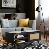 darrahopens Furniture > Living Room Casa Decor Tulum Rattan Coffee Table Storage Drawer Furniture Wooden Black