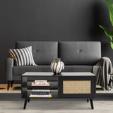 darrahopens Furniture > Living Room Casa Decor Tulum Rattan Coffee Table Storage Drawer Furniture Wooden Black
