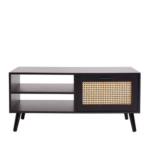 darrahopens Furniture > Living Room Casa Decor Tulum Rattan Coffee Table Storage Drawer Furniture Wooden Black