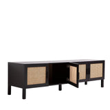 darrahopens Furniture > Living Room Casa Decor Tulum Rattan Entertainment Unit TV Stand Cabinet Storage Black