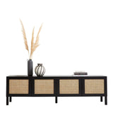 darrahopens Furniture > Living Room Casa Decor Tulum Rattan Entertainment Unit TV Stand Cabinet Storage Black