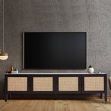 darrahopens Furniture > Living Room Casa Decor Tulum Rattan Entertainment Unit TV Stand Cabinet Storage Black