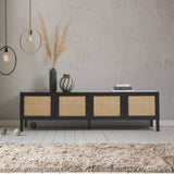 darrahopens Furniture > Living Room Casa Decor Tulum Rattan Entertainment Unit TV Stand Cabinet Storage Black