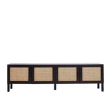 darrahopens Furniture > Living Room Casa Decor Tulum Rattan Entertainment Unit TV Stand Cabinet Storage Black