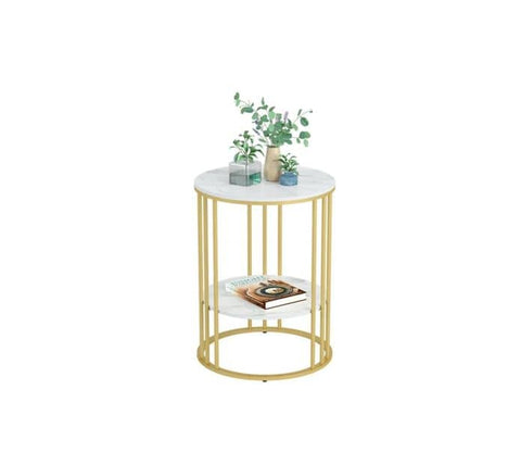 Darrahopens Furniture > Living Room CLEO GOLD ANTIQUE TWO SHELF STONE TABLE