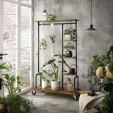 darrahopens Furniture > Living Room Clothing Garment Rack on Wheels with 5-Tier, Industrial Pipe Style, Rustic Brown
