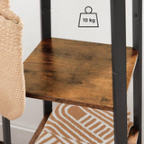darrahopens Furniture > Living Room Coat Rack with 3 Shelves with Hooks Rustic Brown and Black