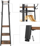 darrahopens Furniture > Living Room Coat Rack with 3 Shelves with Hooks Rustic Brown and Black