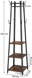 darrahopens Furniture > Living Room Coat Rack with 3 Shelves with Hooks Rustic Brown and Black