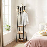 darrahopens Furniture > Living Room Coat Rack with 3 Shelves with Hooks Rustic Brown and Black
