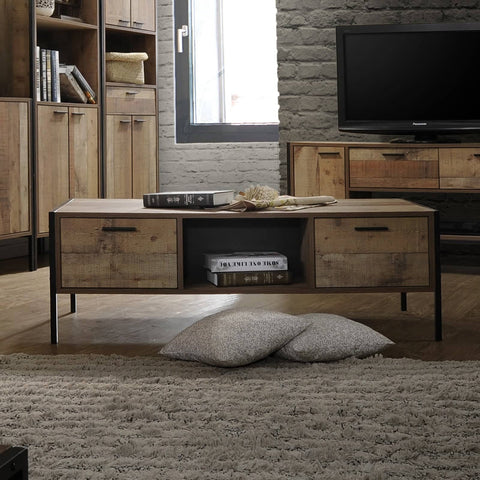 darrahopens Furniture > Living Room Coffee Table 2 Drawers Particle Board Storage in Oak Colour