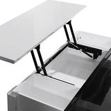 darrahopens Furniture > Living Room Coffee Table High Gloss Finish Lift Up Top MDF Black & White Colour Interior Storage