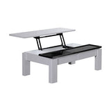 darrahopens Furniture > Living Room Coffee Table High Gloss Finish Lift Up Top MDF Black & White Colour Interior Storage