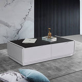 darrahopens Furniture > Living Room Coffee Table High Gloss Finish MDF Black & White Colour with 2 Drawers Storage