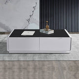 darrahopens Furniture > Living Room Coffee Table High Gloss Finish MDF Black & White Colour with 2 Drawers Storage
