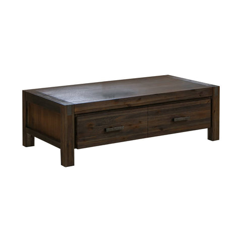 Darrahopens Furniture > Living Room Coffee Table Solid Acacia Wood & Veneer 1 Drawers Storage Chocolate Colour