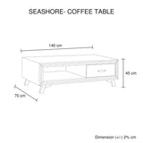 darrahopens Furniture > Living Room Coffee Table Solid Wood Acacia & Veneer Frame 2 Drawers Storage Sliver Brush Colour