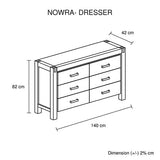 darrahopens Furniture > Living Room Dresser with 6 Storage Drawers in Solid Acacia & Veneer With Mirror in Chocolate Colour