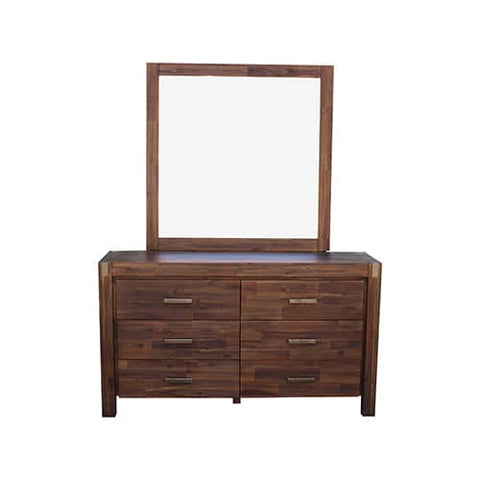 darrahopens Furniture > Living Room Dresser with 6 Storage Drawers in Solid Acacia & Veneer With Mirror in Chocolate Colour