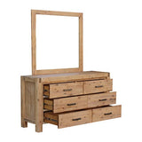 darrahopens Furniture > Living Room Dresser with 6 Storage Drawers in Solid Acacia & Veneer With Mirror in Oak Colour
