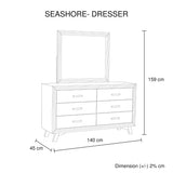 darrahopens Furniture > Living Room Dresser with 6 Storage Drawers in Solid Acacia With Mirror in Silver Brush Colour