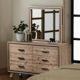 darrahopens Furniture > Living Room Dresser with 6 Storage Drawers in Solid Acacia With Mirror in Silver Brush Colour