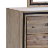 darrahopens Furniture > Living Room Dresser with 6 Storage Drawers in Solid Acacia With Mirror in Silver Brush Colour