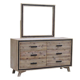 darrahopens Furniture > Living Room Dresser with 6 Storage Drawers in Solid Acacia With Mirror in Silver Brush Colour