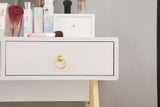 Darrahopens Furniture > Living Room Dressing Vanity Table Stool Set with Make-up LED Lighted Mirror - White