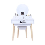 Darrahopens Furniture > Living Room Dressing Vanity Table Stool Set with Make-up LED Lighted Mirror - White