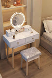 Darrahopens Furniture > Living Room Dressing Vanity Table Stool Set with Make-up LED Lighted Mirror - White