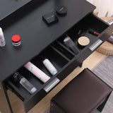 Darrahopens Furniture > Living Room Fidel Vanity Set with Cushioned Stool and Lighted Mirror- Black