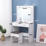 Darrahopens Furniture > Living Room Fidel Vanity Set with Cushioned Stool and Lighted Mirror- White