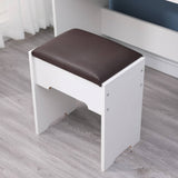 Darrahopens Furniture > Living Room Fidel Vanity Set with Cushioned Stool and Lighted Mirror- White