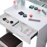 Darrahopens Furniture > Living Room Fidel Vanity Set with Cushioned Stool and Lighted Mirror- White