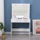 Darrahopens Furniture > Living Room Fidel Vanity Set with Cushioned Stool and Lighted Mirror- White