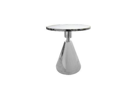 Darrahopens Furniture > Living Room Glam Silver 50cm Side Table - White Marble