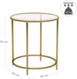 darrahopens Furniture > Living Room Gold Round Side Table with Golden Metal Frame Robust and Stable